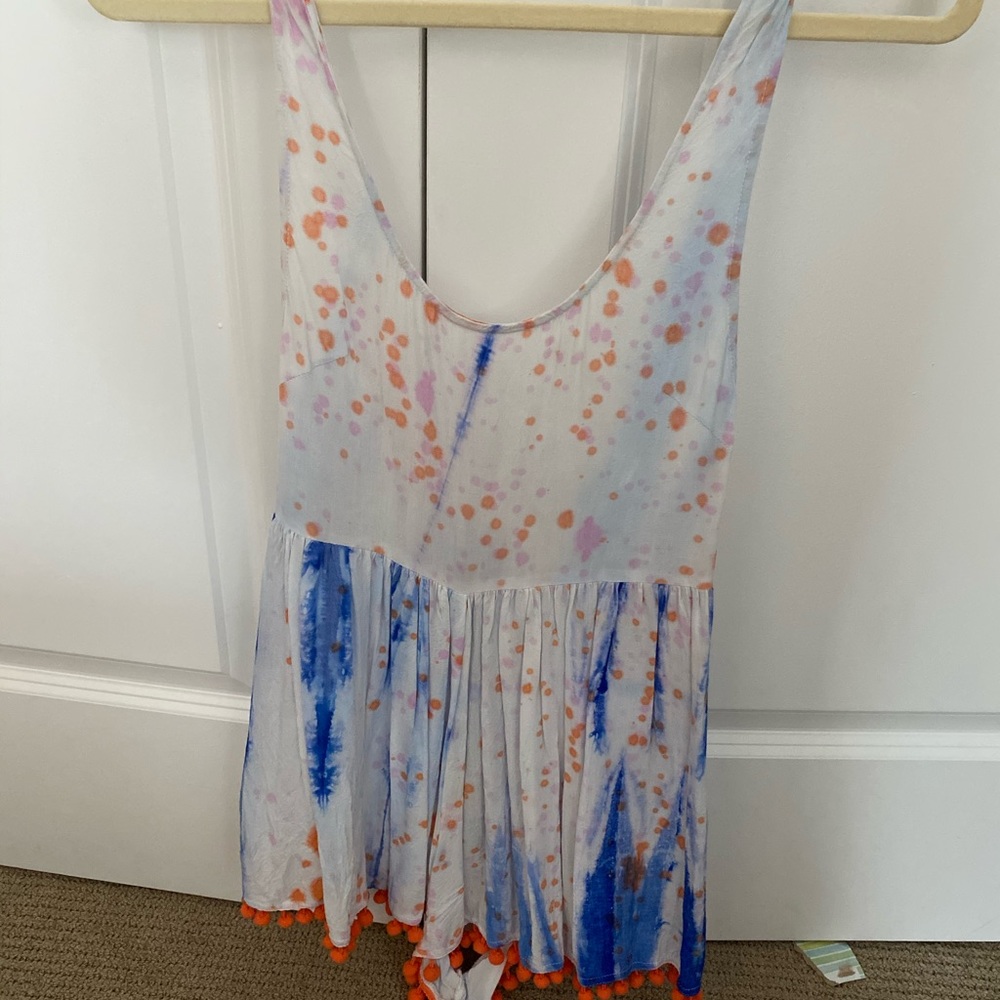 Paint splatter pom Pom romper